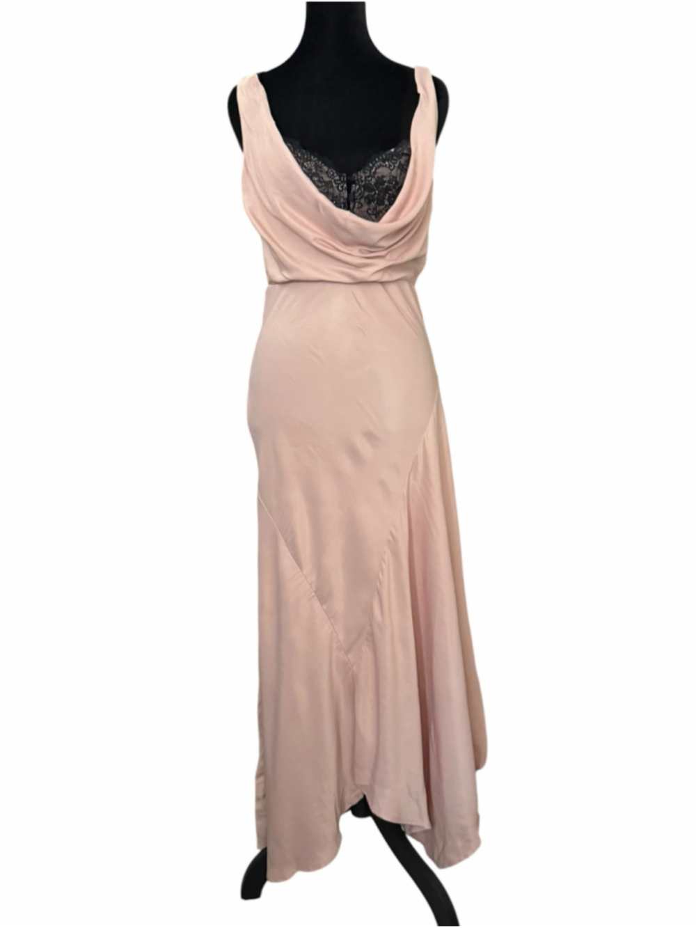 Women's Anthropologie Midi Dress XS Pink Black Lace Detail